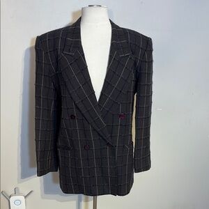 Vintage Black Double-Breasted Sport Coat with Peaked Lapels